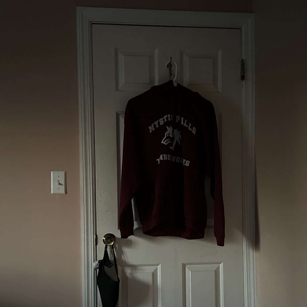 Mystic Falls Aberwolves Maroon Graphic Crewneck Hoodie